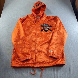 SD Sport Jacket Mens 2XL Orange Pittsburg Pirates Coaches Snap Hood Windbreaker